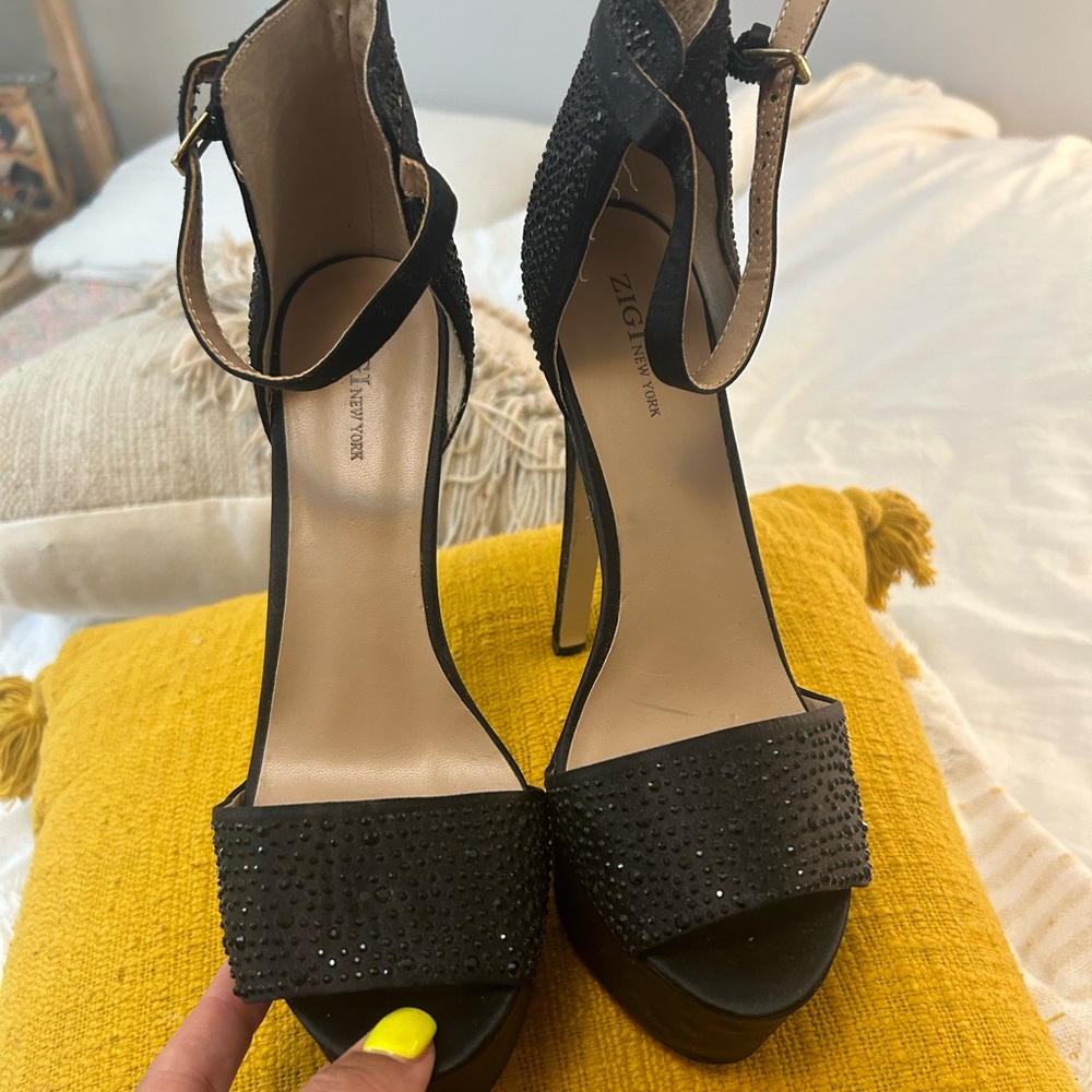 Zigi NY + Schutz Glam Black Platform Sandals  New - Picture 4 of 5